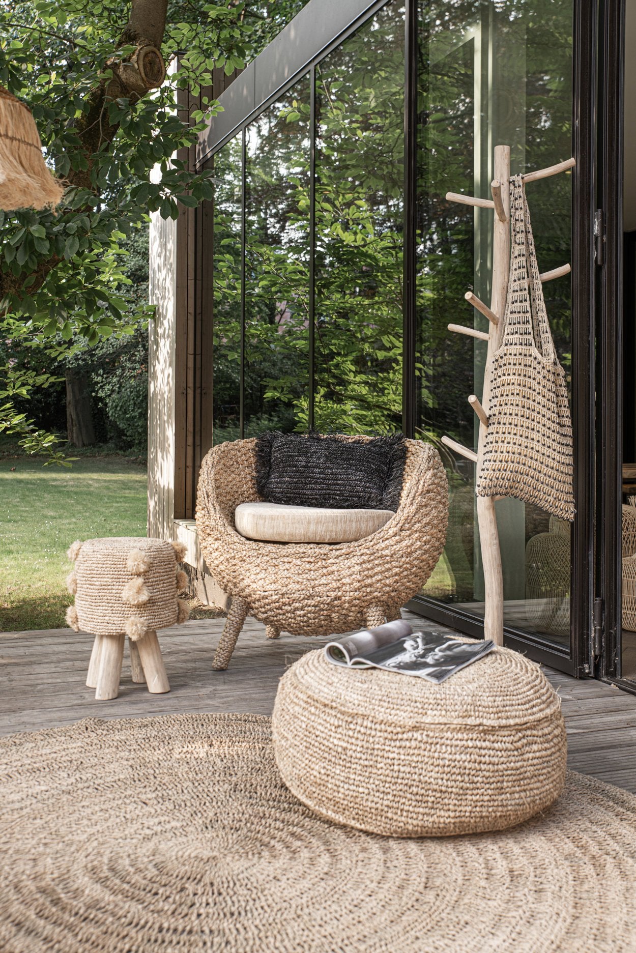 Raffia Flores Puf - Naturfarvet
