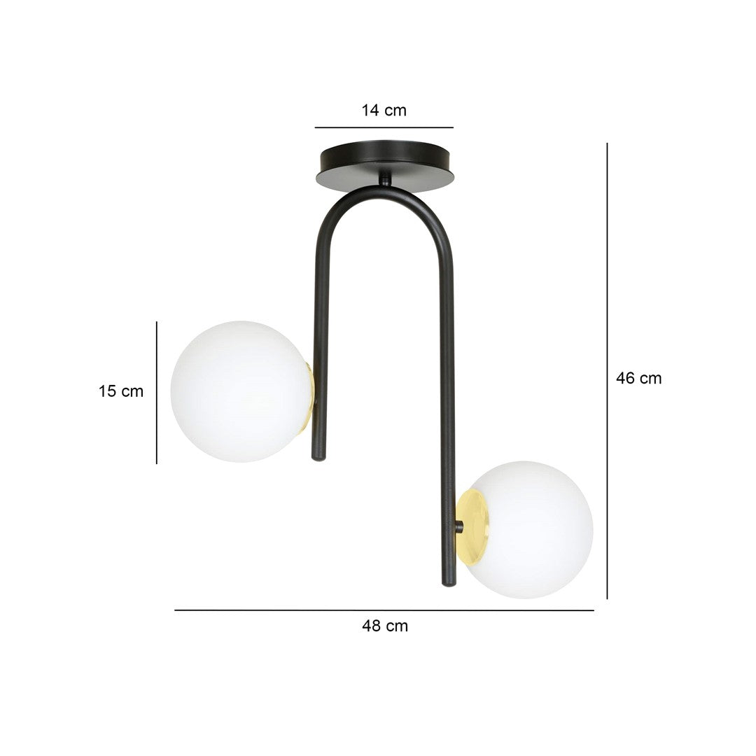 Loftlampe RAGNAR 2 - Sort / Guld / Hvid - Nordic Unique