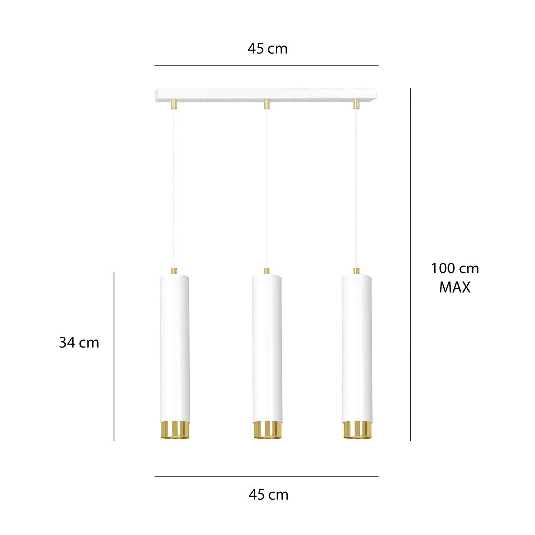Loftlampe KIBO 3 - Hvid / Guld - Nordic Unique