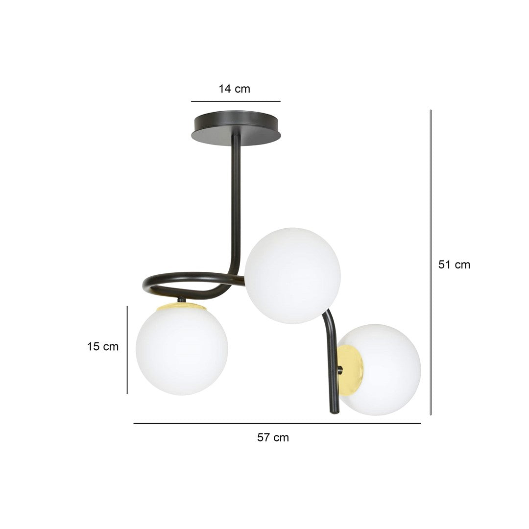 Loftlampe RAGNAR 3 - Sort / Hvid / Guld - Nordic Unique
