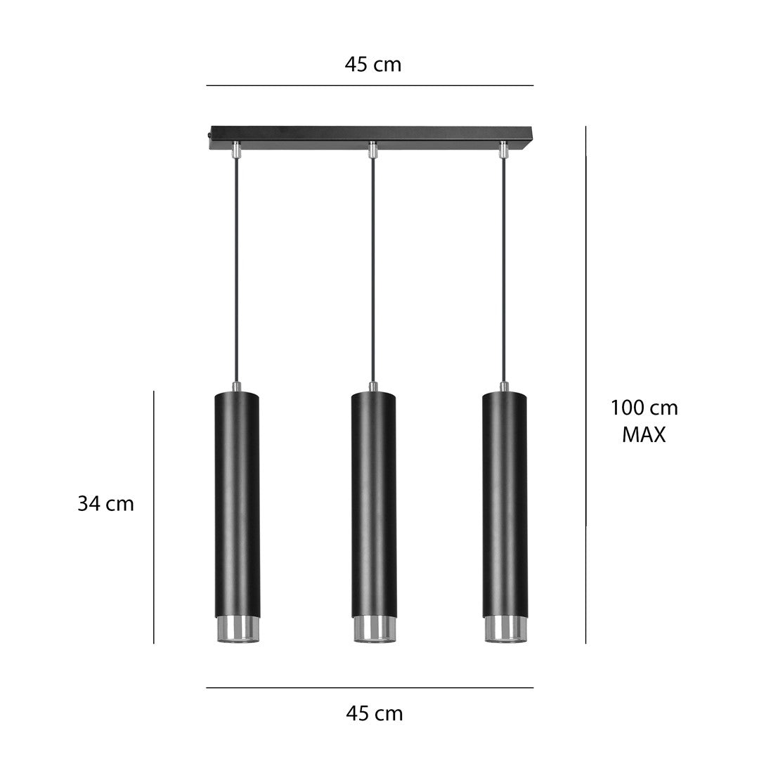 Loftlampe KIBO 3 - Sort / Krom - Nordic Unique