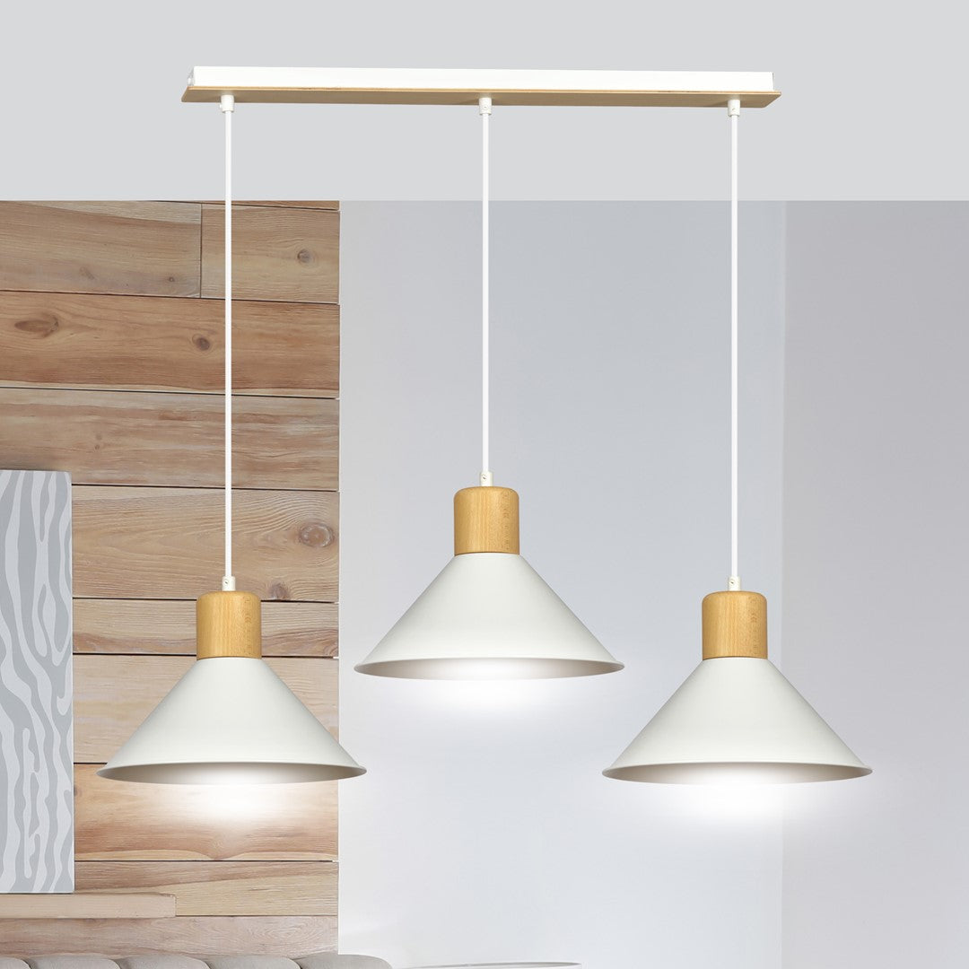 Loftlampe ROWEN 3 - Hvid / Træ - Nordic Unique
