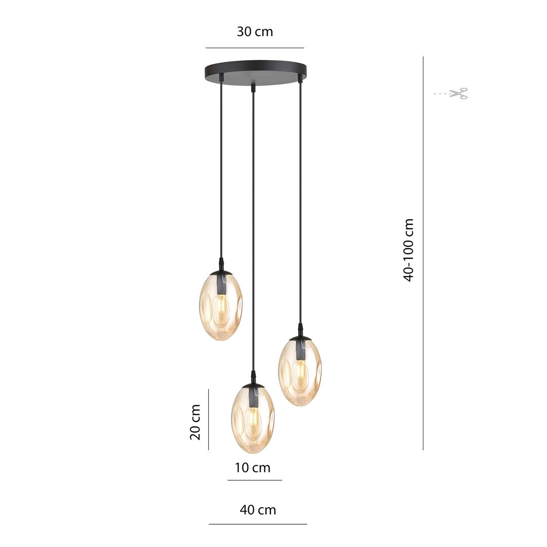 Loftlampe ASTRAL 3 Premium - Sort / Rav - Nordic Unique