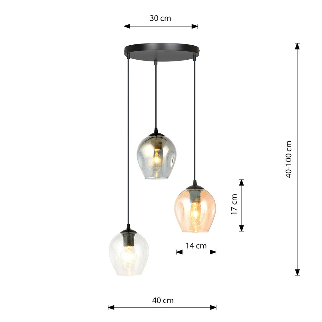 Loftlampe ISTAR 3 Premium - Sort / Grafit / Rav - Nordic Unique