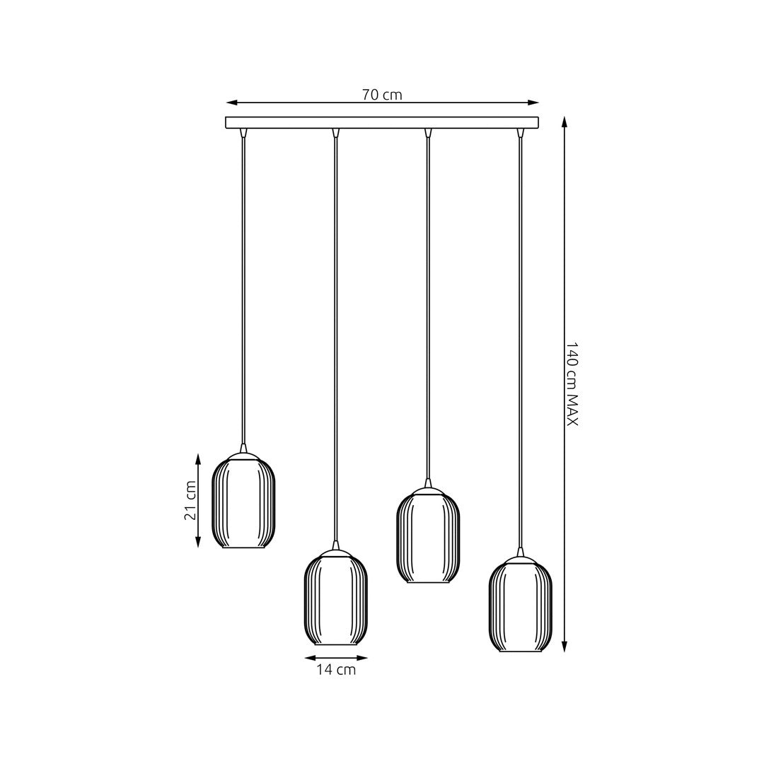 Loftlampe VERDI 4 - Sort / Hvid - Nordic Unique