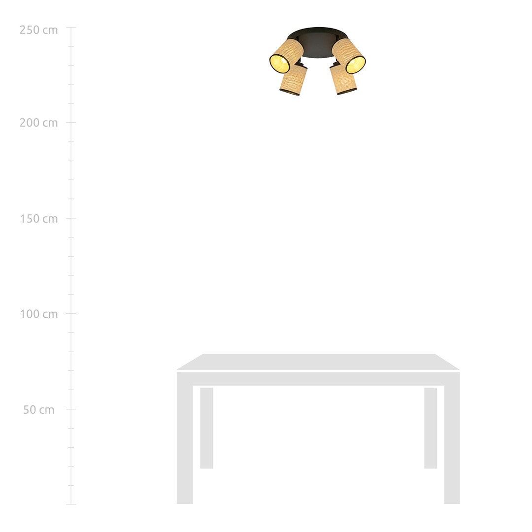 Loftlampe YOGA 4 Premium - Sort / Rattan - Nordic Unique