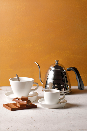 Espressokop og underkop Da Vinci 9 cl - 11 cm Offwhite Porcelæn 6 stk.