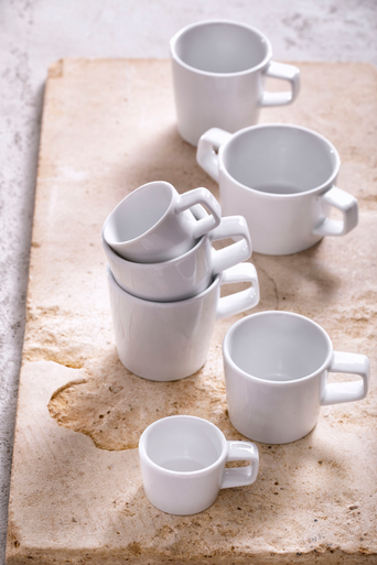 Espressokop og underkop White Delight 7 cl - 13 cm Hvid Porcelæn 6 stk.