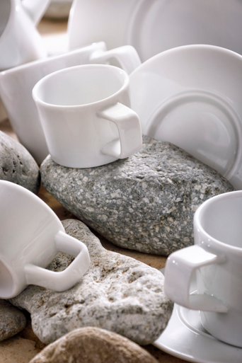 Espressokop og underkop White Delight 7 cl - 13 cm Hvid Porcelæn 6 stk.