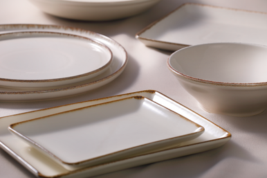 Porcelæn Tallerken Akoya 23 x 17 cm Creme Porcelæn 2 stykker