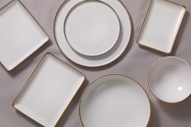 Porcelæn Tallerken Akoya 23 x 17 cm Creme Porcelæn 2 stykker