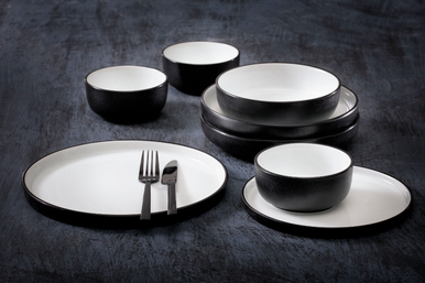 Porcelæn Skål Cosmic 11 cm 32 cl Sort Hvid Porcelæn 6 stykker