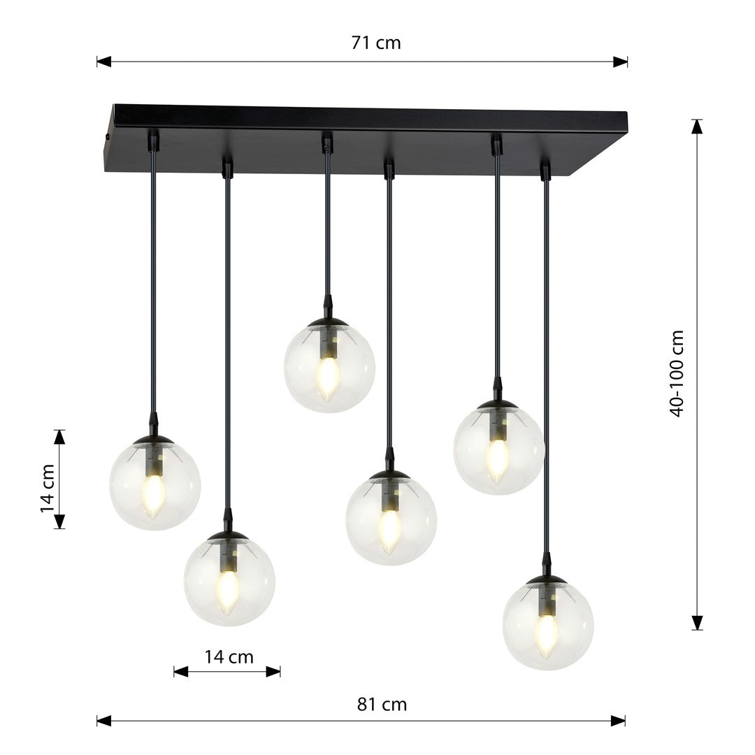 Loftlampe COSMO 6 Gennemsigtig - Sort - Nordic Unique