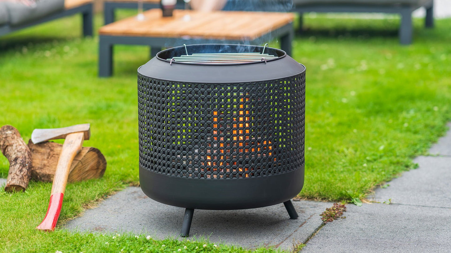 Midland Bålfad med Grill – Sort - Nordic Unique