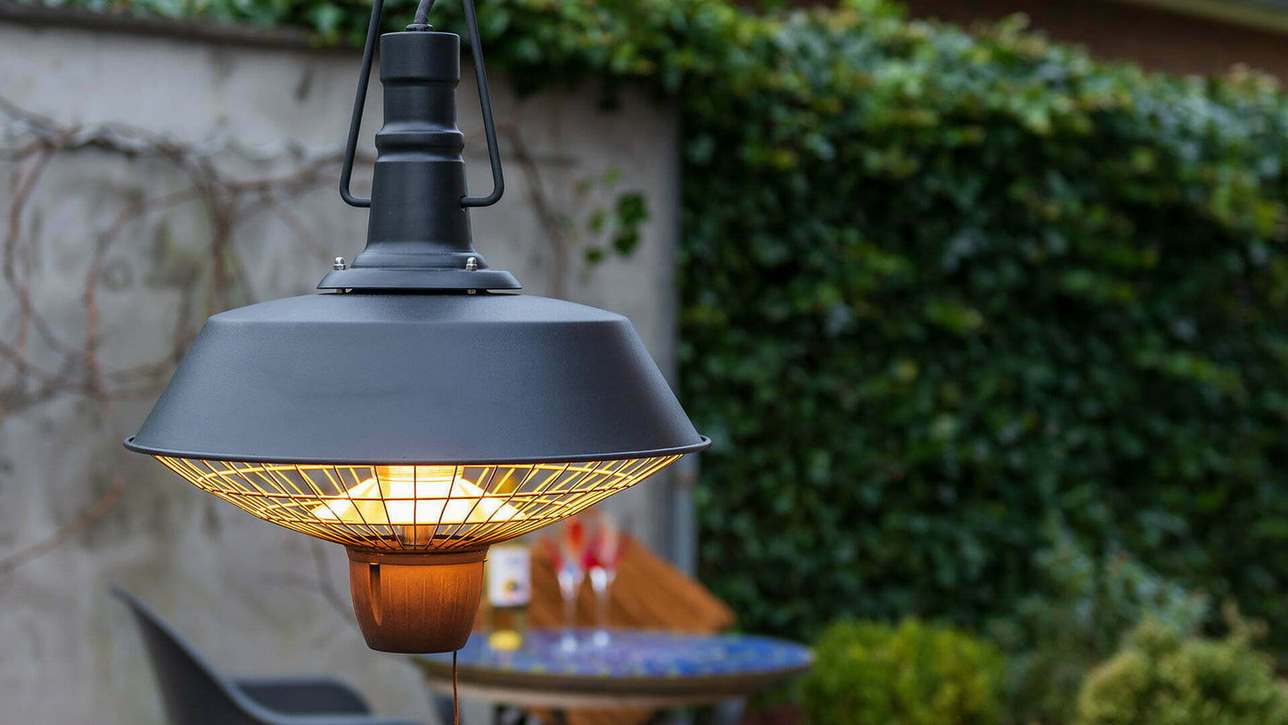 Indus Bright Hængende Terrassevarmer – Sort (2100W) - Nordic Unique