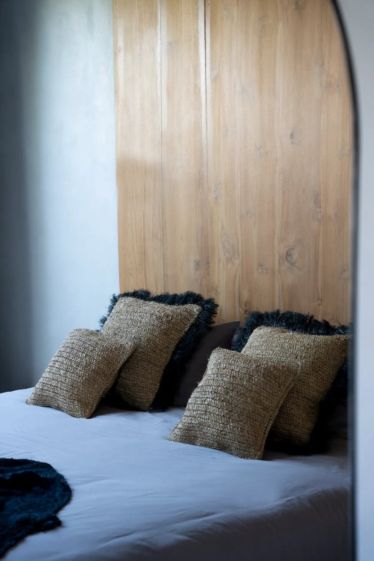 Raffia Cushion Cover Square - Natural Black - 60x60cm