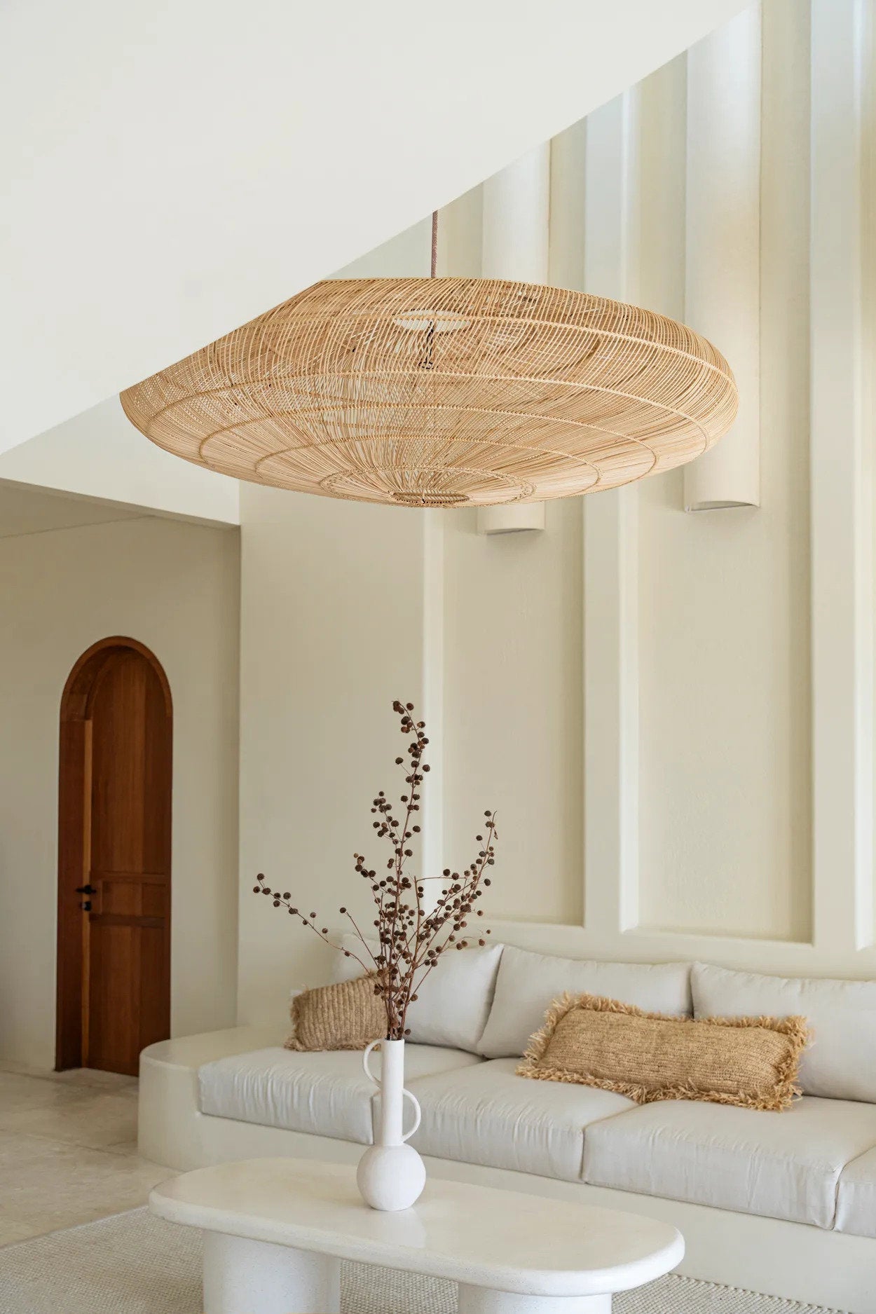 Raffia Cushion Cover Rectangular - Natural - 35x100cm