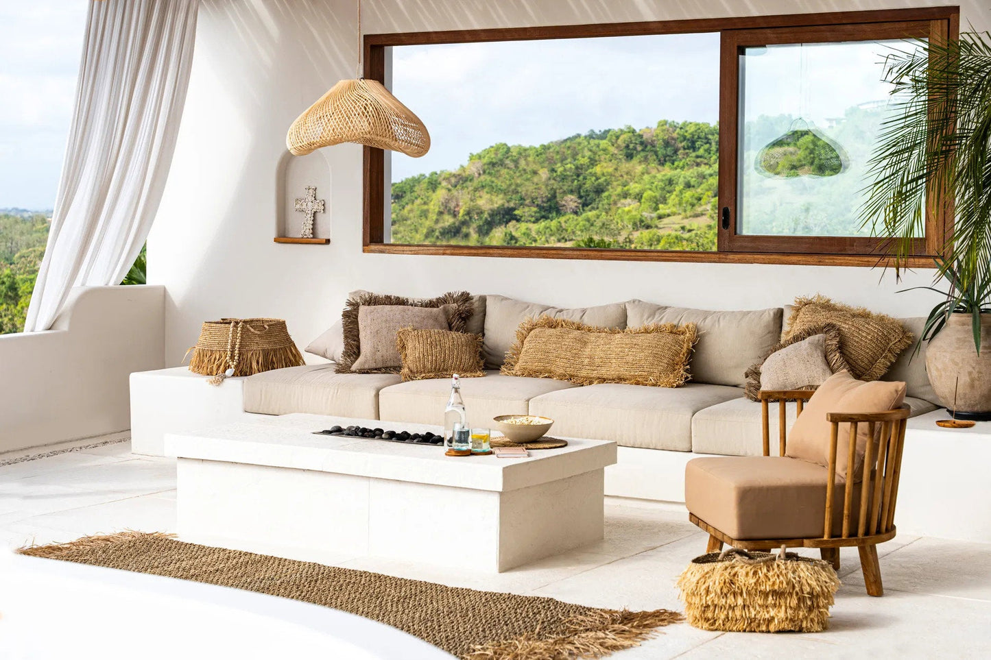 Raffia Cushion Cover Rectangular - Natural - 35x100cm
