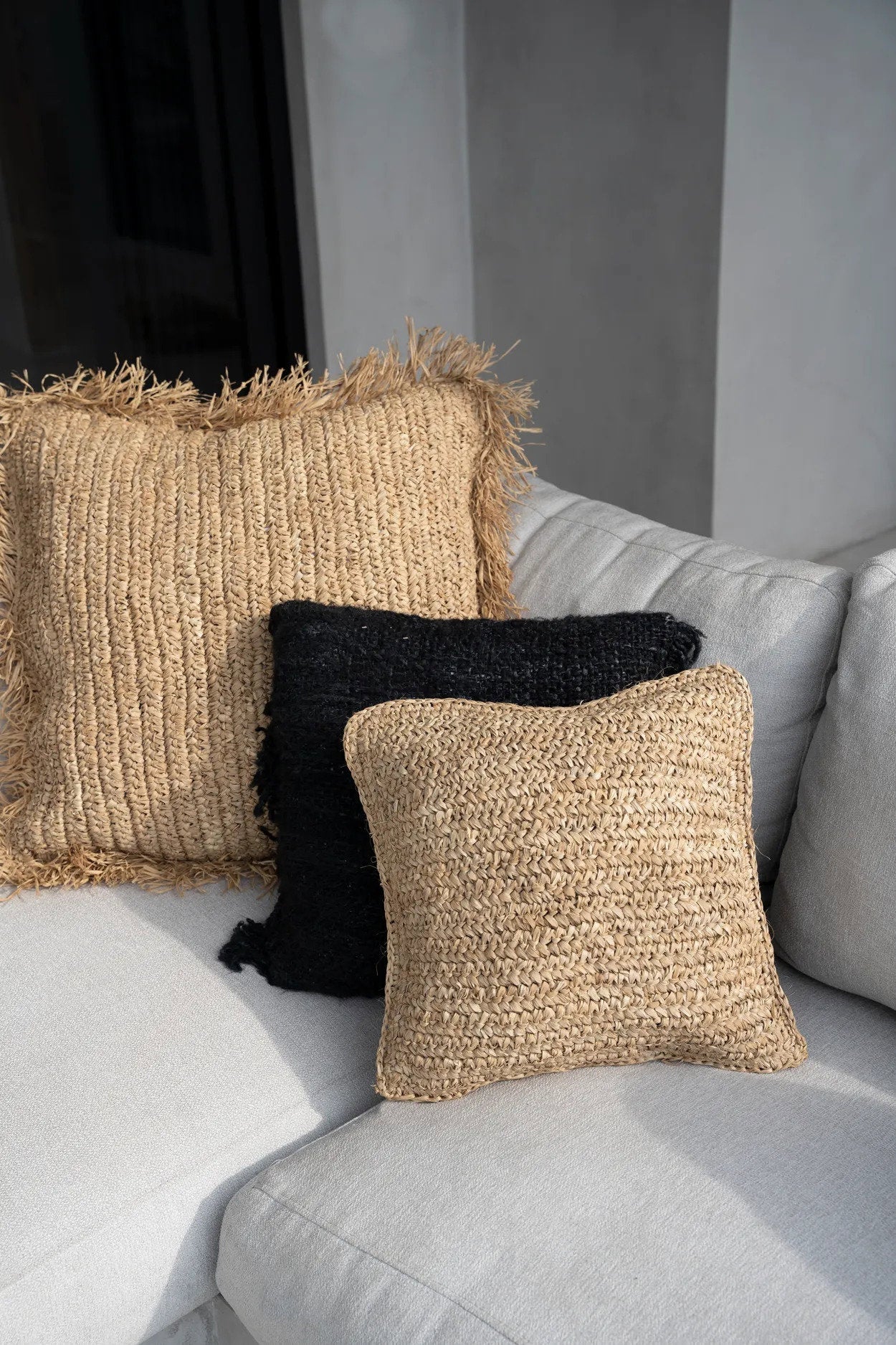Raffia Flores Cushion Cover Square - Natural - 40x40cm
