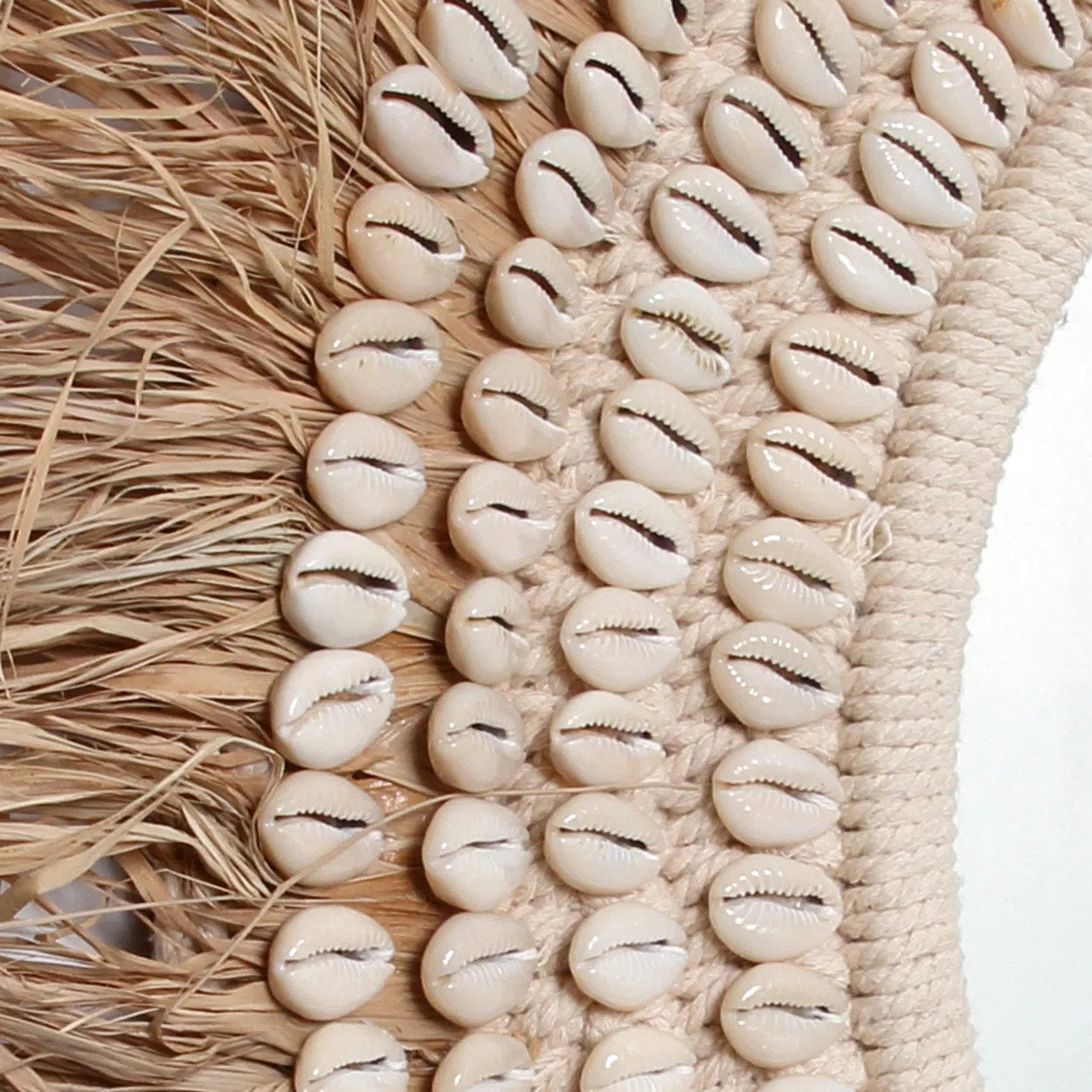 Raffia Cowrie Mirror - Natural White