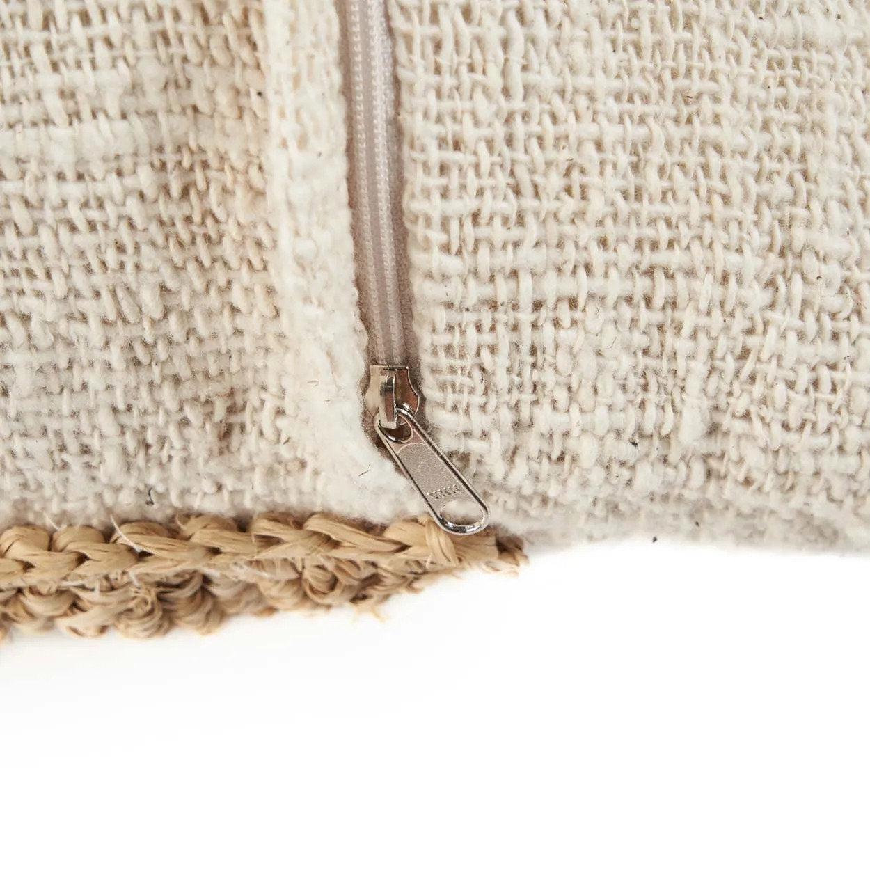 Raffia Stamp Cushion Cover - Natural