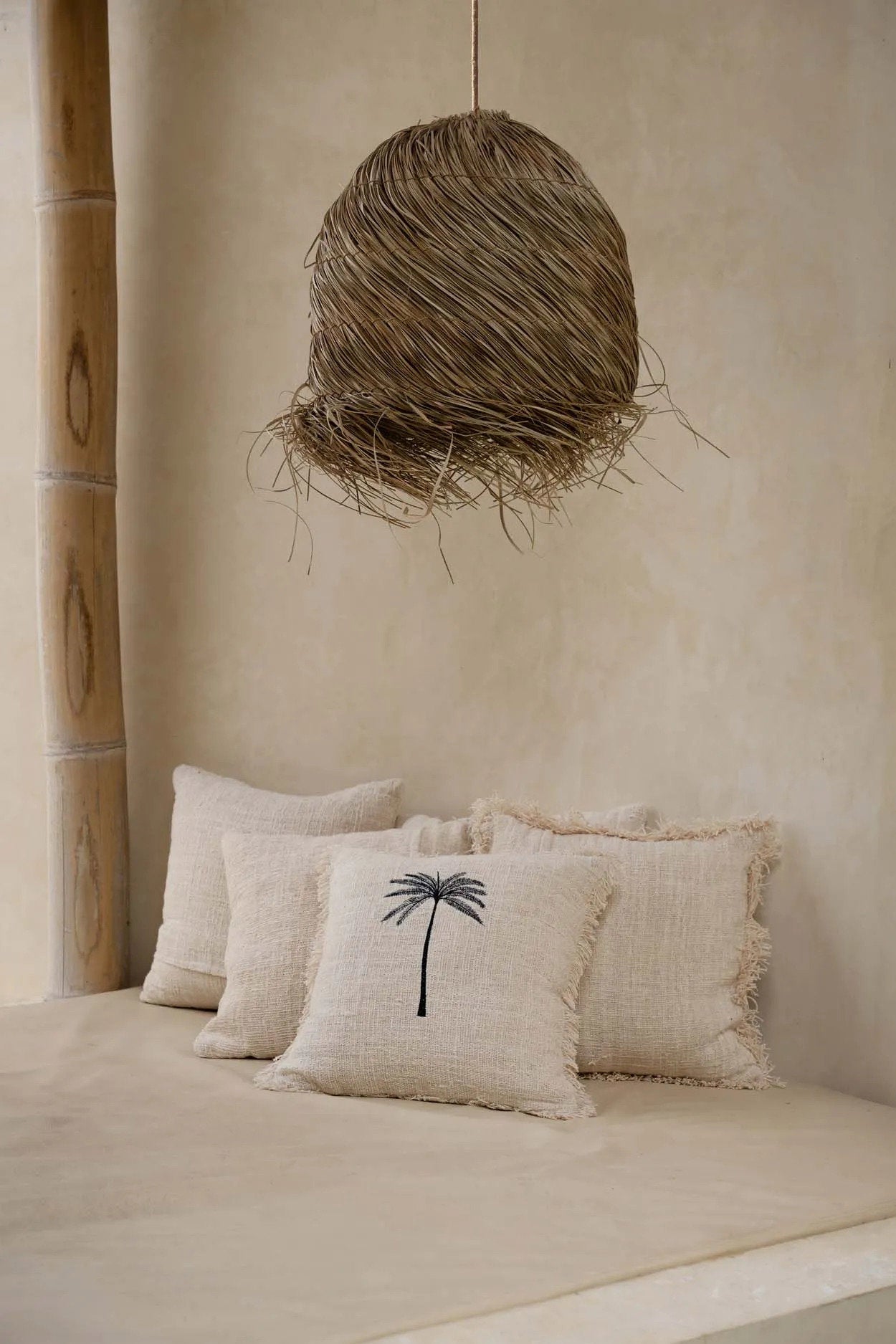 Gili Palm Pillowcase - Natural Black
