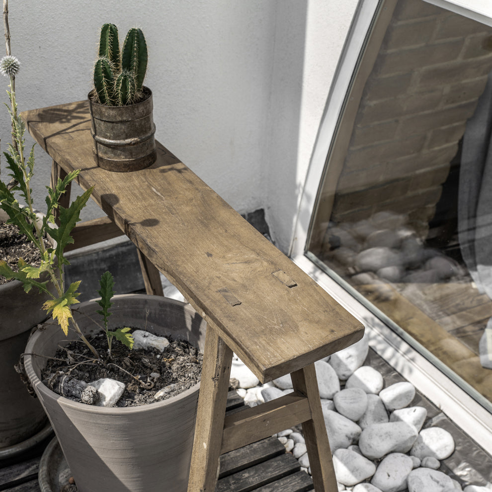 Java carpenter sidebord/bænk - Genbrugt teaktræ - 80x17x50 cm