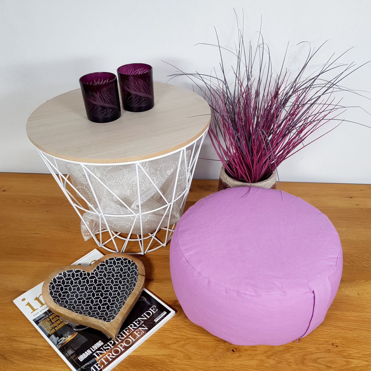 Yogapude & Meditationspude Lotus rund - H16 x Ø31 cm - Lyserød - Nordic Unique