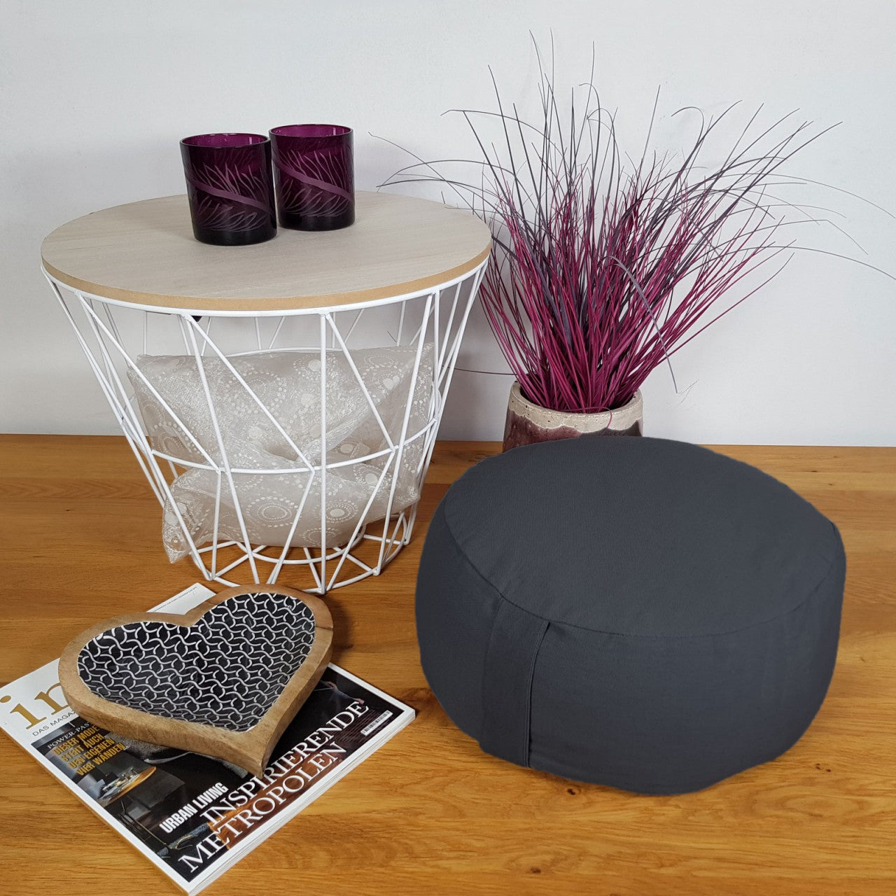 Yogapude & Meditationspude Rund - H20 x Ø31 cm - Sort