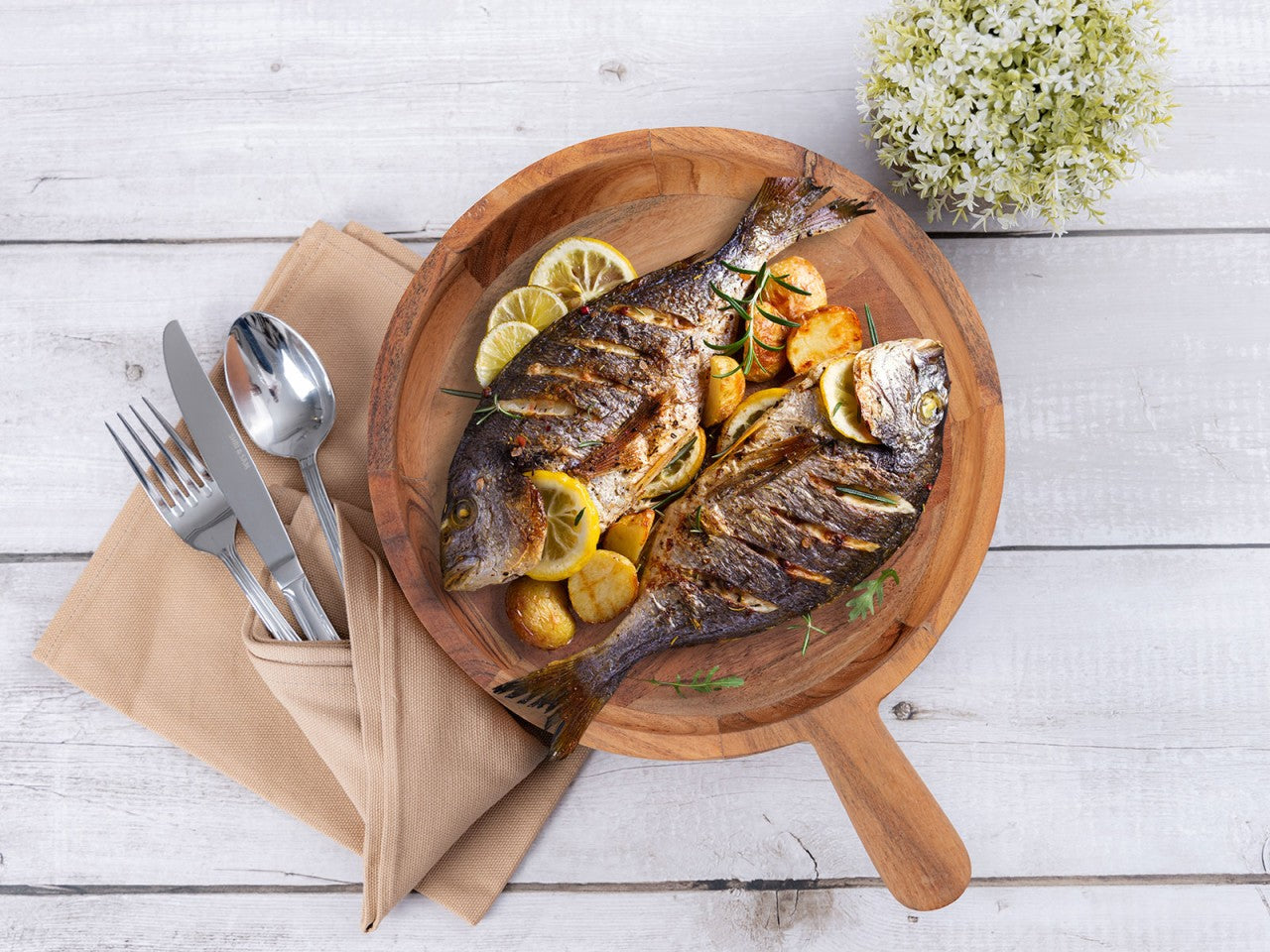 Dekorationsskål i Akacietræ – 6 stk Træfade