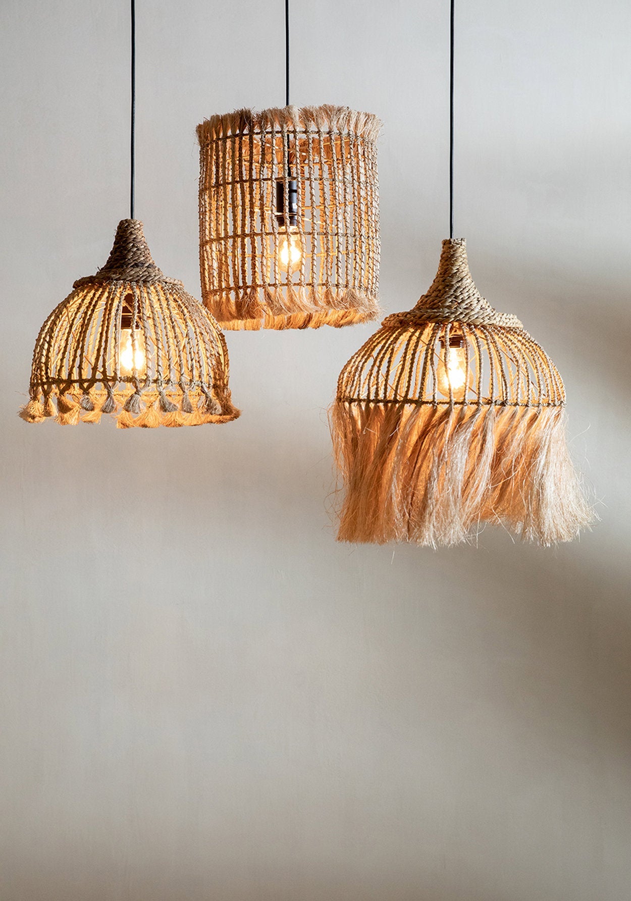 Abaca Tassel Lampe Vedhæng - Naturlig - S