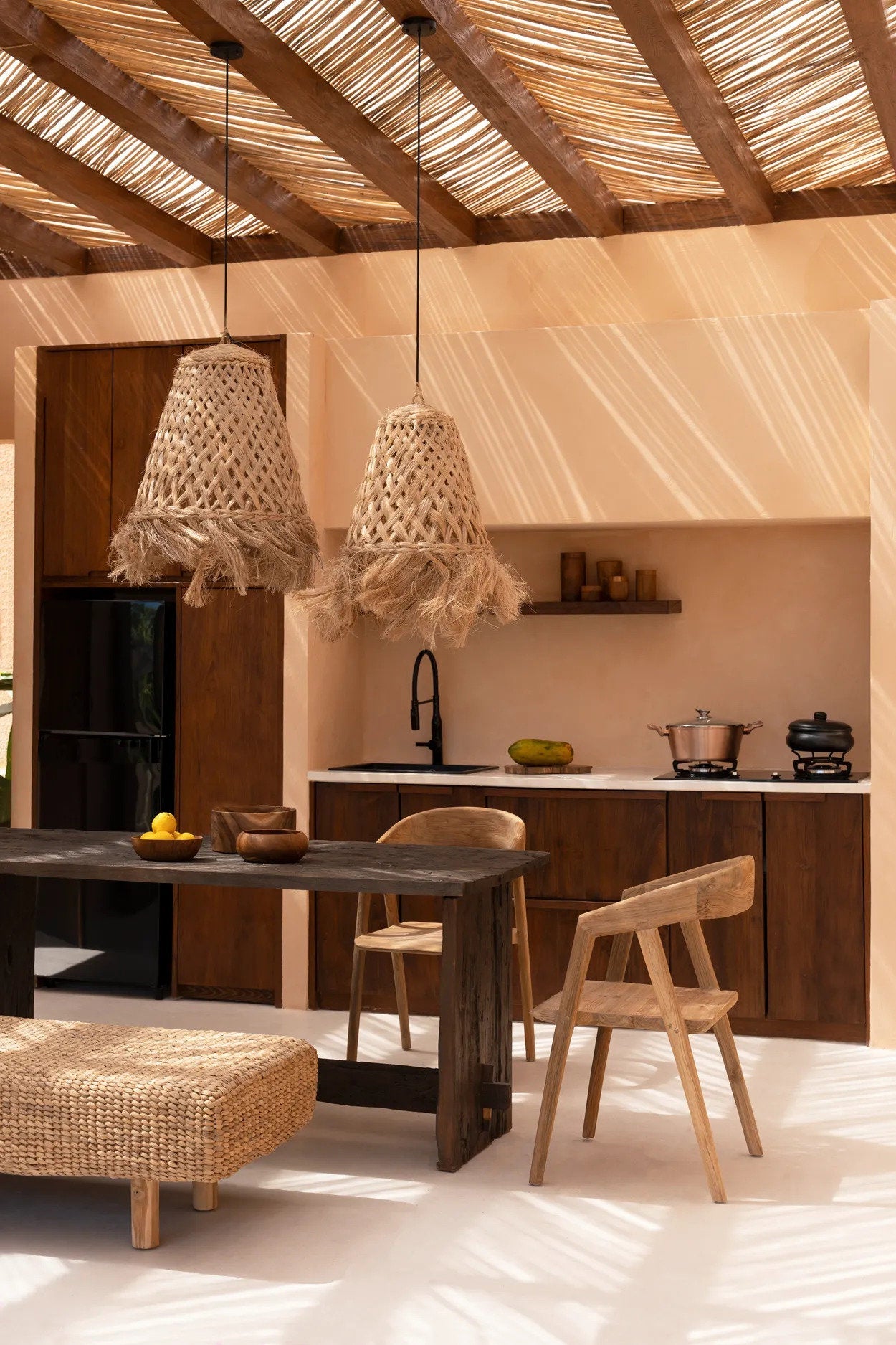 Abaca Jelly Fish Lampe Vedhæng - Naturlig - L