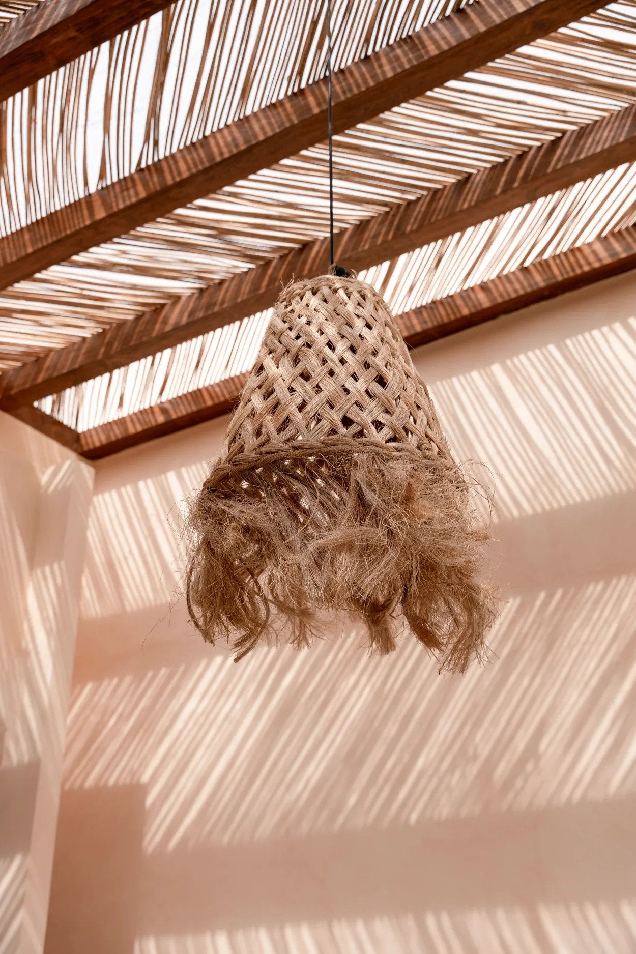 Abaca Jelly Fish Lamp Pendant - Natural - M