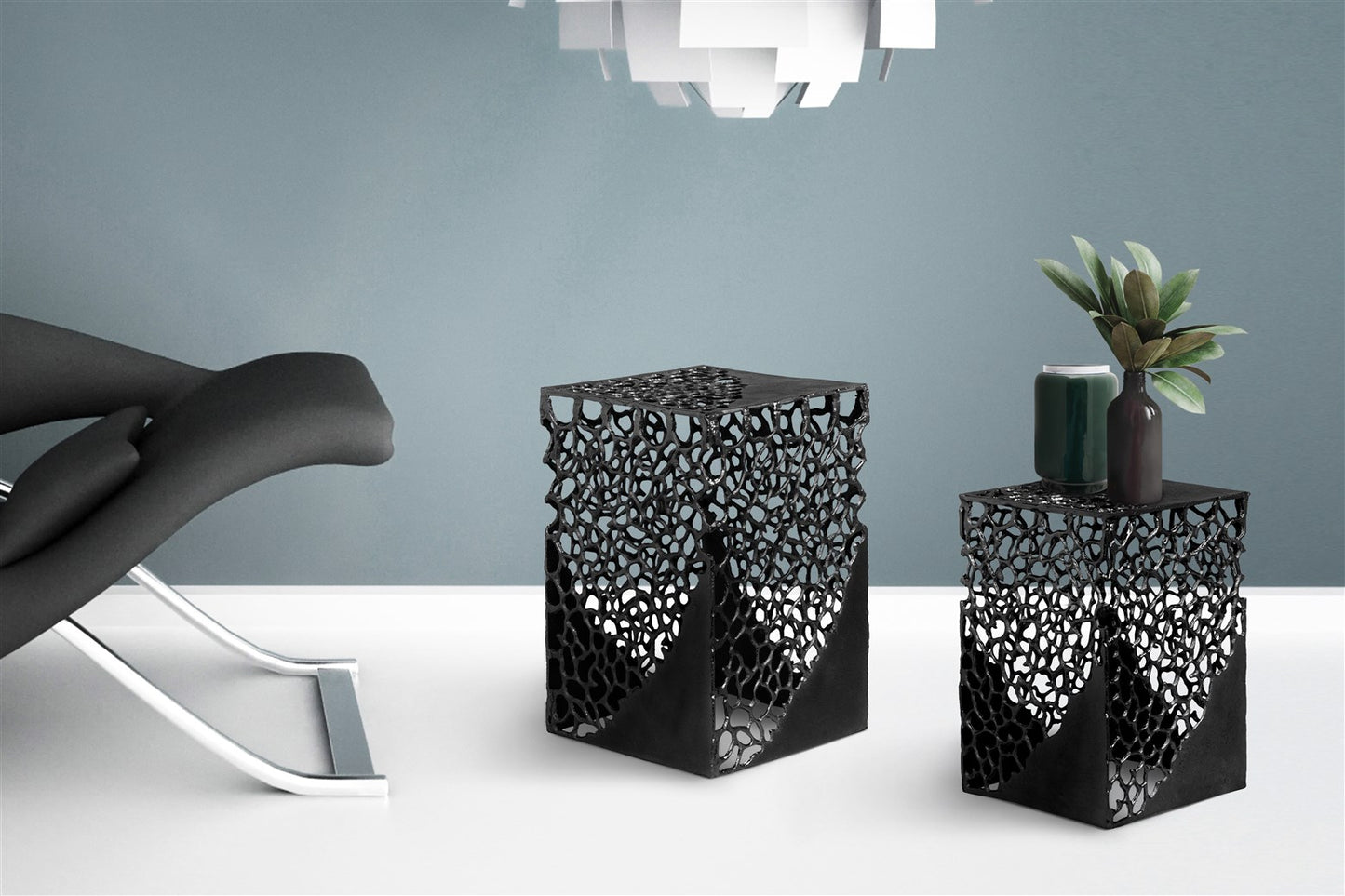 Sæt med 2 sideborde Delta 100 – Sort - Nordic Unique