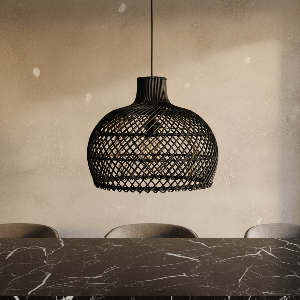 Maze rattan hængelampe sort - Ø 42x36 cm