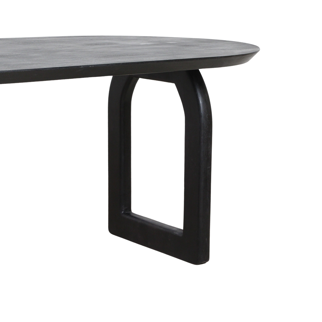 Bullnose spisebord - sort - 180 - åbent understel