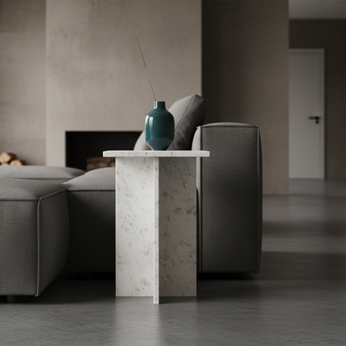 Beijing hvidt marmorsidebord - 35x35x50 cm