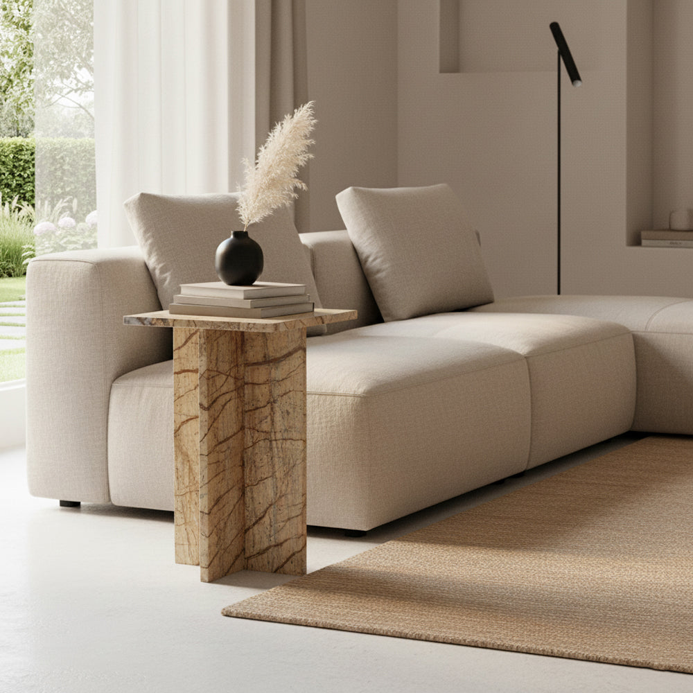 Seoel "Bizar" marmor sidebord - 35x35x50 cm