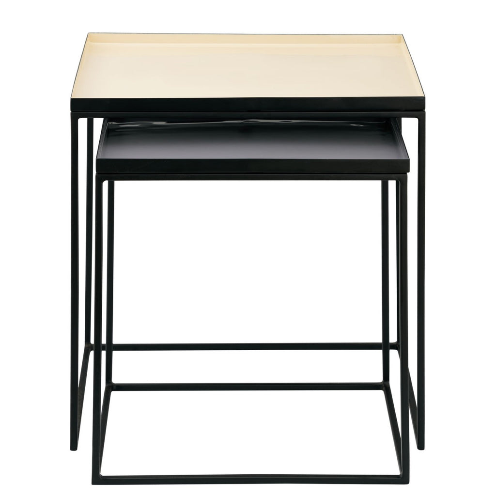 Dekorativt bord sæt, 2 stk. emalje lampeborde lys/mørk - Nordic Unique