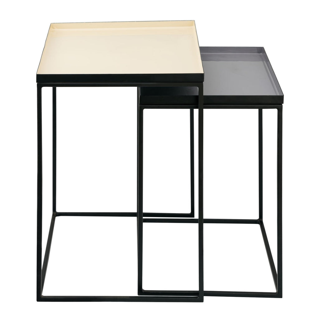 Dekorativt bord sæt, 2 stk. emalje lampeborde lys/mørk - Nordic Unique