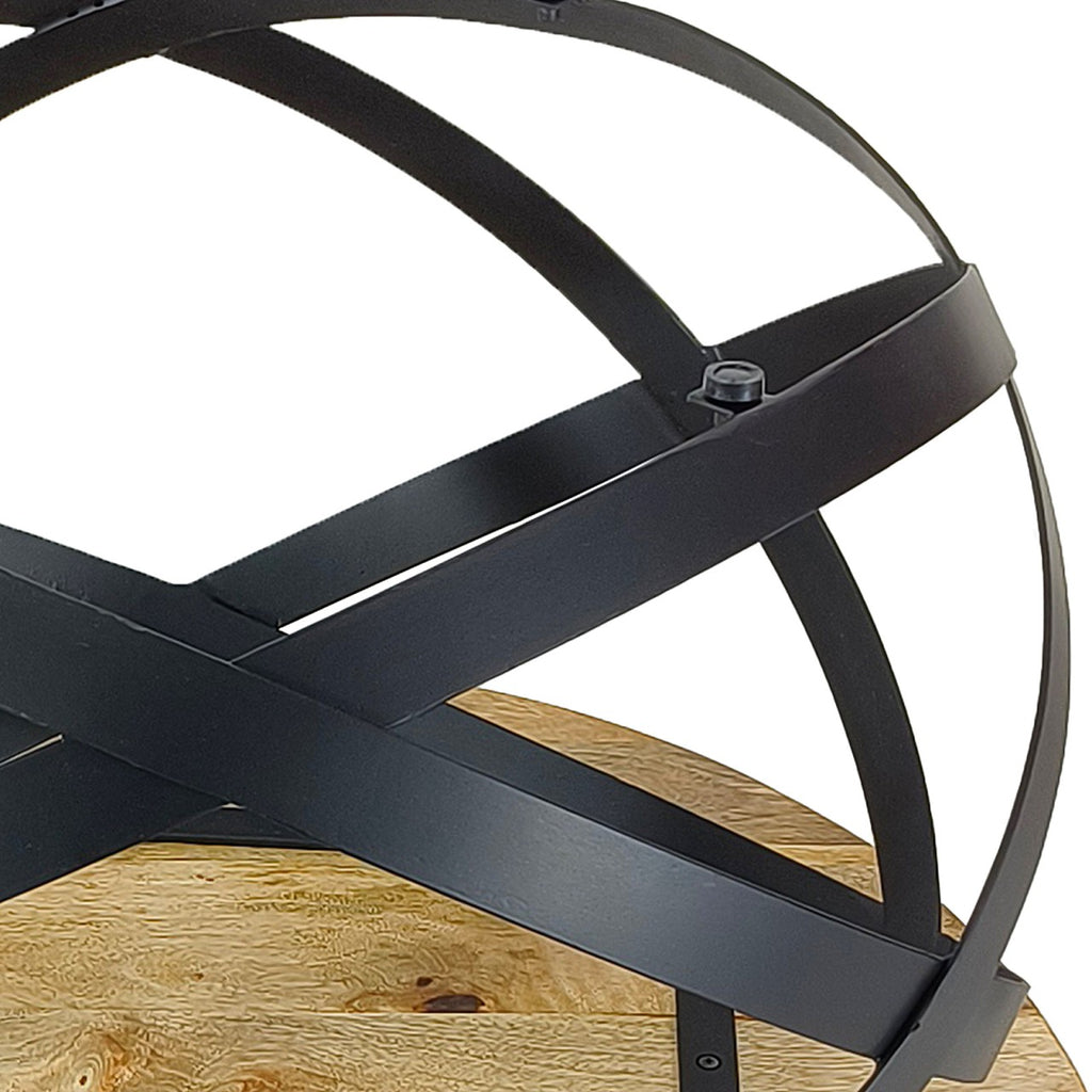 Rundt sofabord i metal og træ Ø55cm