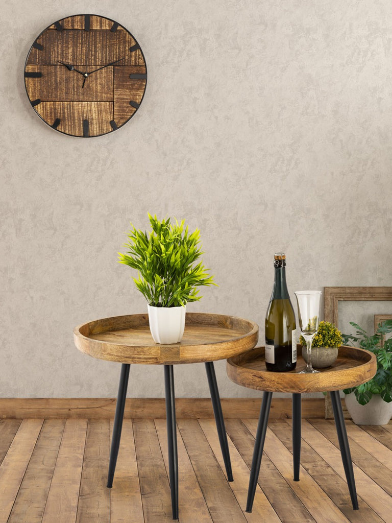 Sidebord i træ og metal, rundt Ø40cm - Nordic Unique