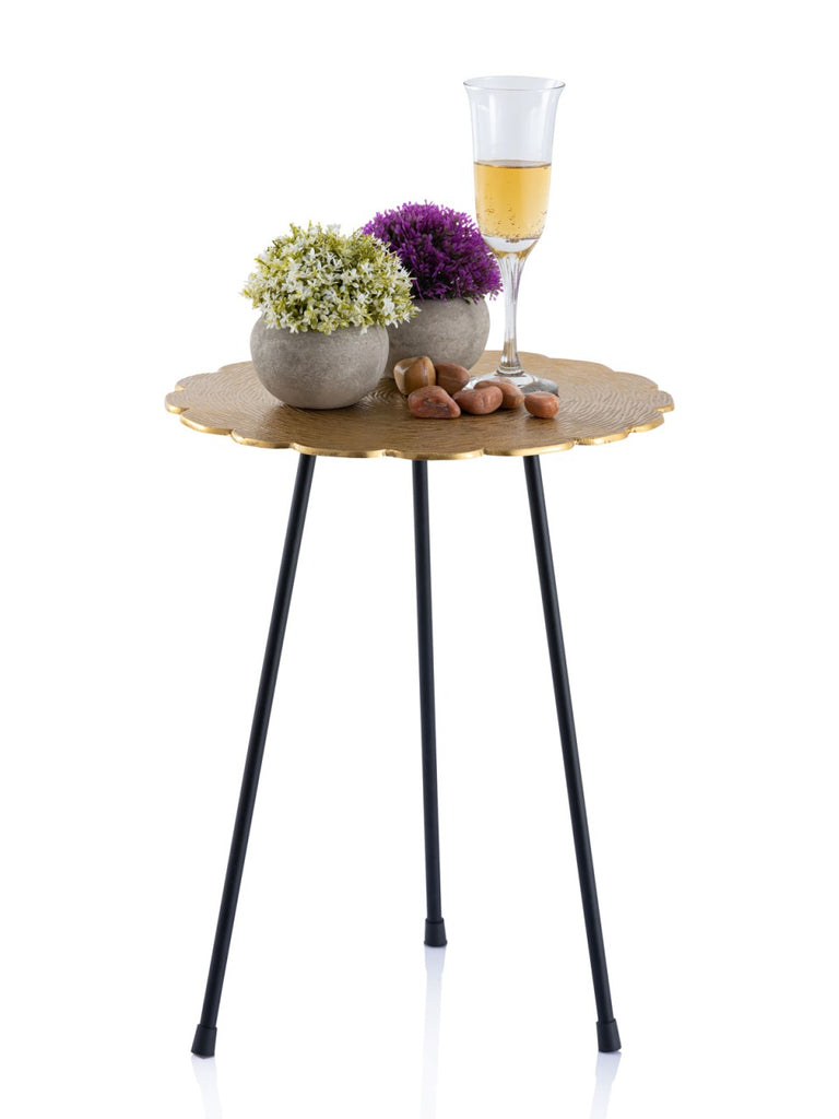 Sidebord i metal, rund klassisk design guld