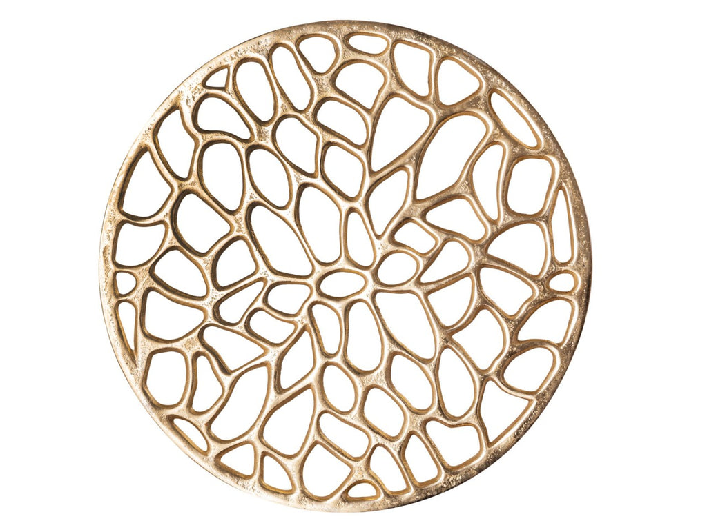 Sidebord/dekobord rund, koral design metal, guld - Nordic Unique