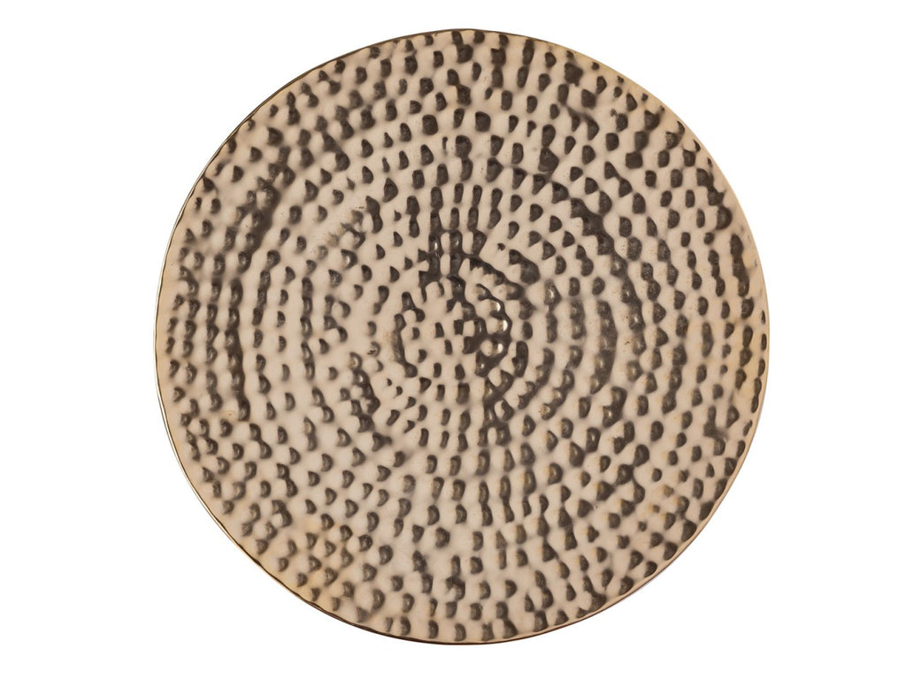Sidebord/dekobord rund, hamret design metal, guld