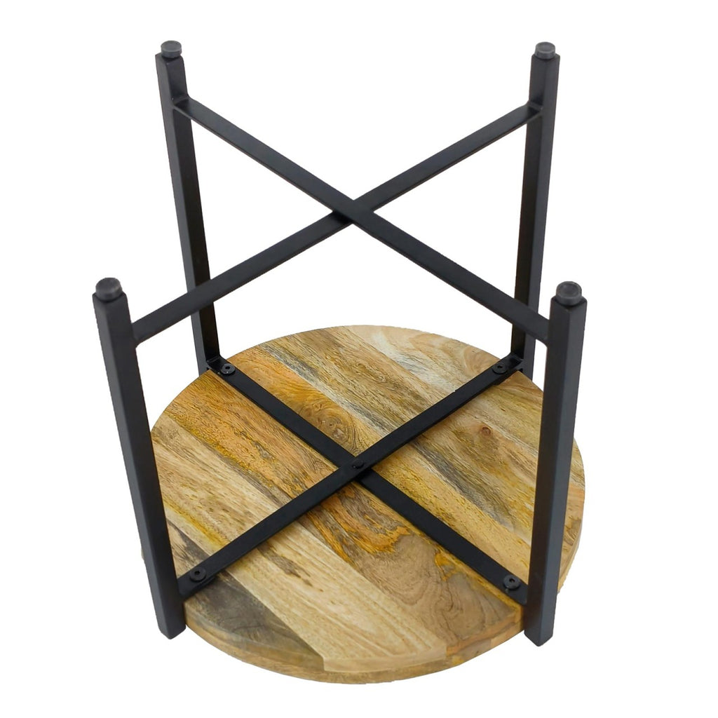 Sidebord Ø55cm i træ og metal - Nordic Unique