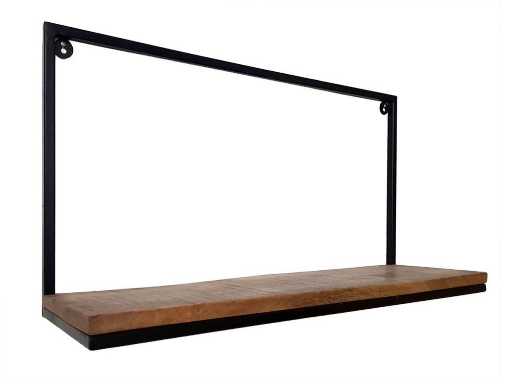 Bogreol/Væghylde 75x40x20cm i matsort metalramme
