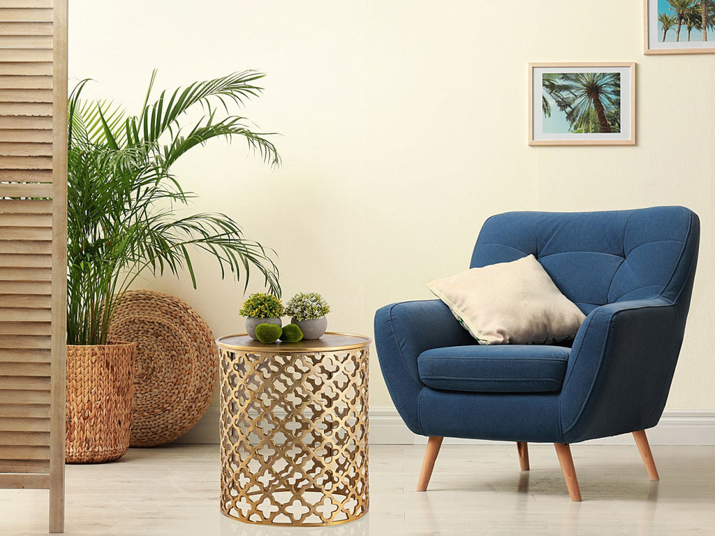 Dekobord/sidebord i metal Sidebord Ø40x45cm rund guld - Nordic Unique