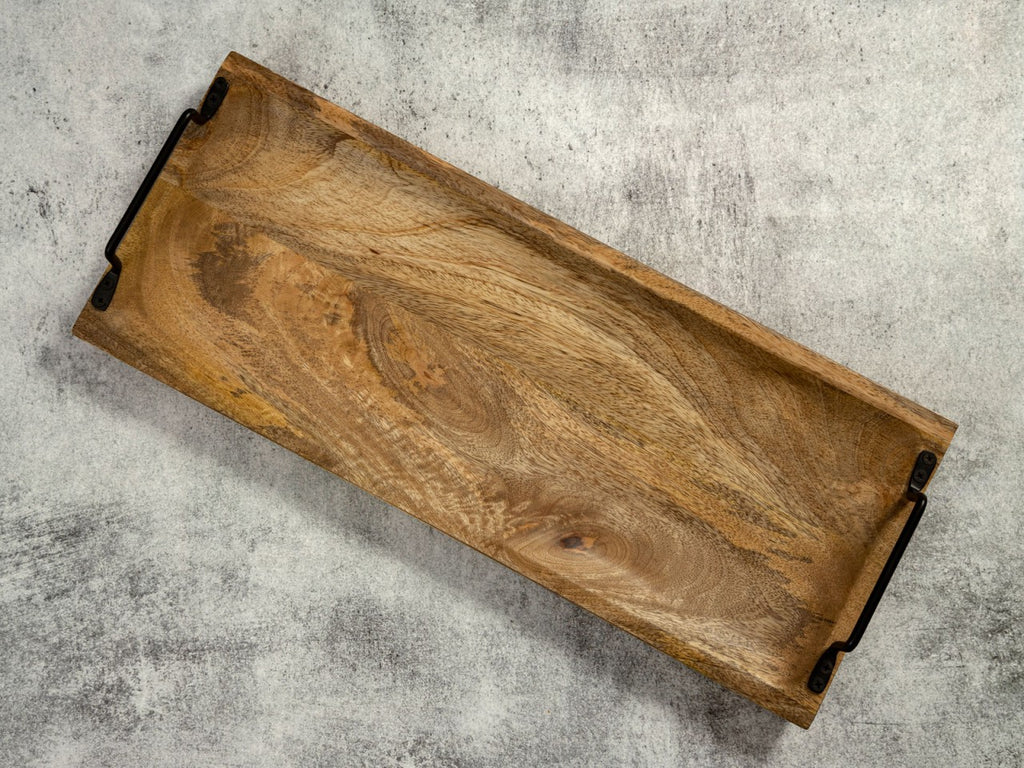 Træbakke 50x20cm - Serveringsbakke af massiv mangotræ