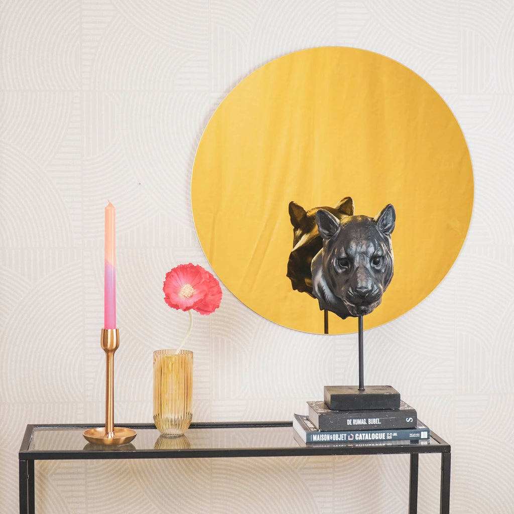Rundt Spejl - Gyldent Glas - 60x1x60cm